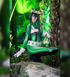 3D Gedrukt Boku My Hero Academia Fropp Play Cosplay Kostuums Pro Hero Tsuyu Asut Hero Academia Zentai Bodysuit Halloween Party Jumpsuits