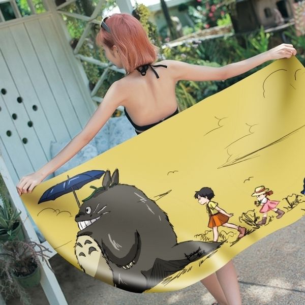 Toalla 3D impreso dibujos animados totoro microfibra rectángulo playa para adultos niño verano Toalla Yoga Mat T2 Y200429