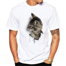 Camisetas de gatos impresas en 3D para hombres, mujeres y niños, camisetas de manga corta familiares lindas, camisetas casuales de verano