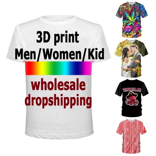 Camisetas personalizadas impresas en 3D, camiseta de talla grande de verano, diseño para caídas y venta al por mayor, camisetas unisex, camisas grandes y altas para hombres 220224