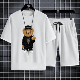 3D Imprimé Doll Bear Graphic Tshirts Shorts Twopiece Set Clothing Street Clothing Summer Oneck Oneck Sleeve 240329