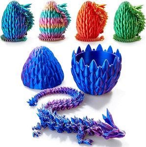 Oeufs de Dragon imprimés en 3D, Figurines d'anime Surprise, ornements de poupée, jouets, articulations à mouvement complet, dragons en cristal avec œufs de Dragon, décoration d'intérieur, adaptés à l'autisme, au TDAH, AA88