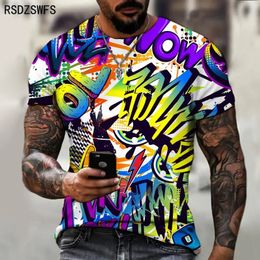 T-shirts pour hommes imprimés en 3D avec motifs de graffitis intéressants T-shirts de mode de mode d'été