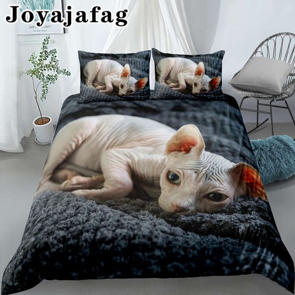 Juego de cama con estampado 3D de gato esfinge, edredón para niños y adultos con animales, funda nórdica con funda de almohada, decoración para dormitorio, ropa de cama doble