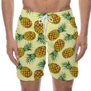 3D -bedrukte zomerse herenmodieuze Hawaiiaanse strandbroek, fruitreeks losse casual shorts