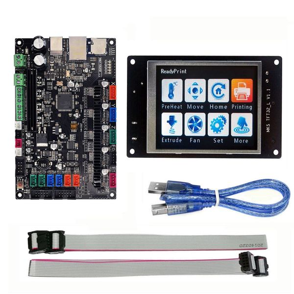 Livraison gratuite Imprimante 3D Plate-forme de bras 32 bits Carte de commande lisse MKS SBASE V1.3 + MKS TFT32 Écran tactile LCD 3,2 ''