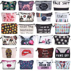 Sacs de maquillage d'impression 3D avec motif multicolore pochettes de cosmétiques mignons pour voyage dames pochette femmes sac cosmétique 32 styles