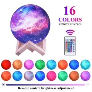 3d drukmaan Galaxy Lamp Licht 16 Kleurverandering aanraking en afstandsbediening Kinderen nachtlicht slaapkamerkamer decor als cadeau lamp