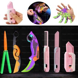 Impresión en 3D Plastic Butterfly Claw Knife Gravitys Descompresión Decompresiones de juguetes Tarjeta de empuje Pequeña 240522