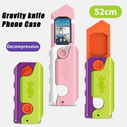 Impression 3D Radis Gravity Jump Knife Étui de téléphone Étui de téléphone universel de haute qualité Nouveau paquet complet Prank Décompression Jouet Cadeau