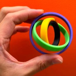 Anillo de rábano de impresión 3D, luz nocturna, cuatro círculos, cuatro colores, anillo circular, flash, giroscopio universal, rotación inercial, juguete creativo de descompresión