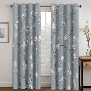 Cortina de ducha con impresión 3D de poliéster, cortinas opacas azules impermeables, cortinas de flores, decoración del hogar
