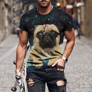 3D -printen t -shirt voor mannen schattige Alaskan Shepherd Sled Dog Bulldog Cool Adembatten Korte mouwen trendy casual t -shirt 220607