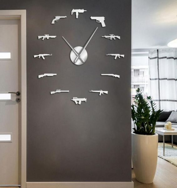 3D Pro Gun decoración de pared militar táctico Rifle munición variedad de armas DIY pegatina de pared grande reloj de pared amantes de las armas decoración de la habitación 2015522938