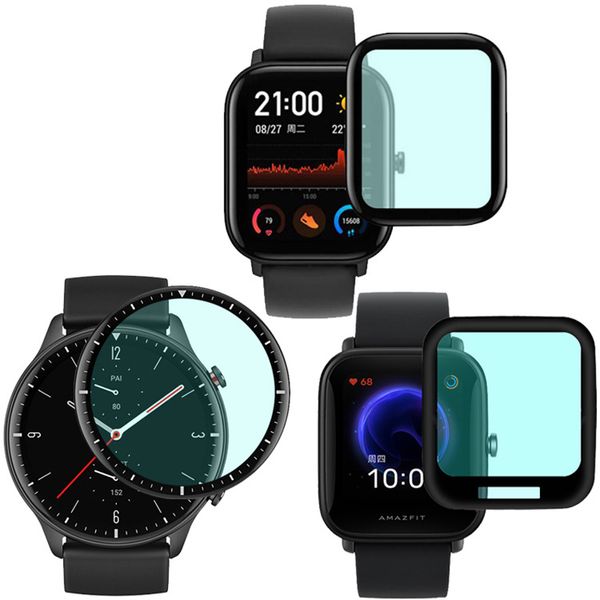 Protector de pantalla completa 3D, protector transparente curvo, película de vidrio suave para reloj inteligente para Amazfit GTS GTS2 Mini GTR2 GTR2E BIP 1S U POP Pro Stratos2 Band 5 ZEPP 42MM 43MM