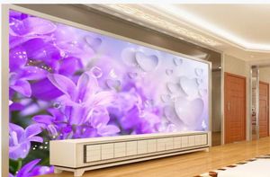 3D violet rêve lilas fleur TV fond décoration murale peinture moderne salon fonds d'écran 9983698