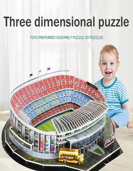 Puzzle 3D terrain de football stade terrain de jeu de football européen jouets cadeaux puzzle pour enfants construction modèle assemblé puzzle W4D6 X07411054
