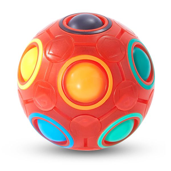 Rompecabezas 3D Cubo mágico Glow Rainbow Ball Fidget Toy Juegos educativos antiestrés para niños, niñas, niños, adultos (rojo luminoso)