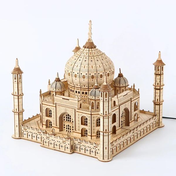 Puzzle Puzzle Wooden House Model Royal Castle Taj Mahal avec un jouet d'assemblage en bois léger pour les enfants Kits de modèle de bricolage adulte pour cadeaux