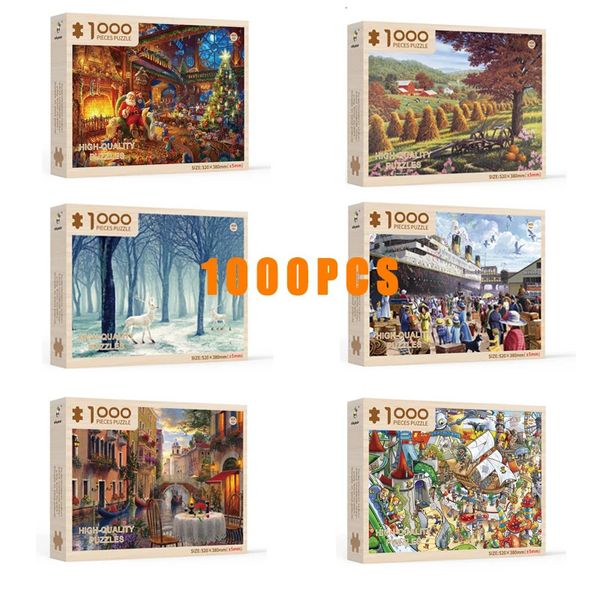 Puzzles 3D 1000pcs Puzzle planaire en bois Puzzle de paysage spécial Personnalité de Noël Personnalités de Noël