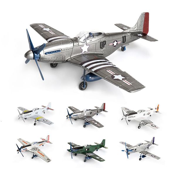 Rompecabezas 3D 148 MUSTANG P-51D Fighter 4D ensamblar modelo American WWII P51 avión sin pegamento 6 separación de colores juguete de imposición rápida 230616