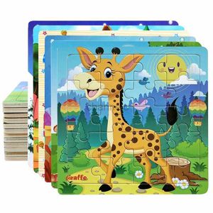 3d puzzels 20 -stuk houten puzzel cartoon dieren autoletternummer patroon puzzels puzzels game game kinderen educatief leerspeelgoed voor kinderen 240419