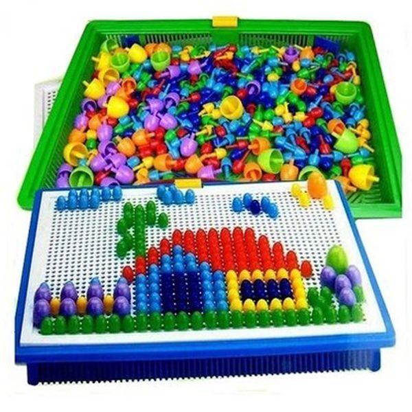 Puzzles 3D 296pcs / set Creative Mosaic Toy Cadeaux Enfants Nail Composite Image Puzzle Champignon Kit Jouets TY0010 230704