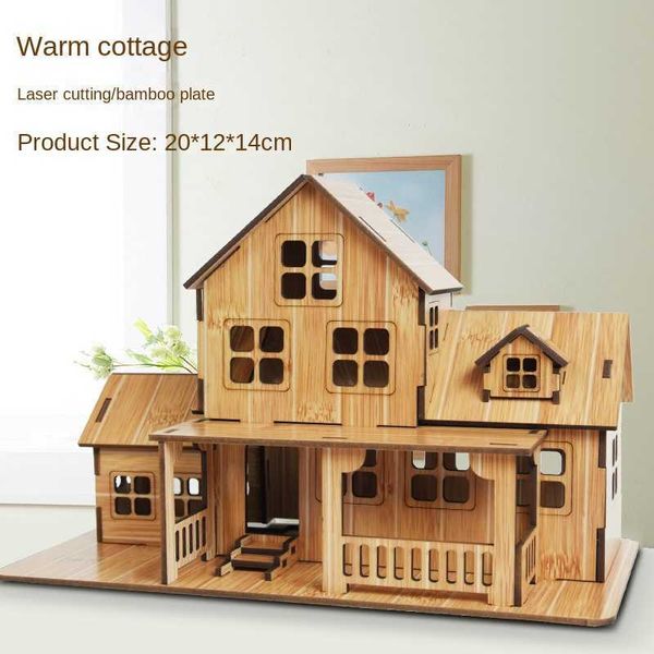 Rompecabezas 3D 3 DIY Cabaña tridimensional de madera Noria Tablero de rompecabezas Modelo de construcción hecho a mano Niños Juguetes para adultos Casa Regalo para niños Z0907