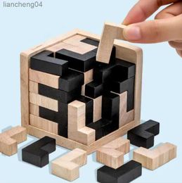 Rompecabezas 3D Rompecabezas de cubo 3D Luban entrelazado juguete educativo creativo de madera cerebro IQ mente juego de aprendizaje temprano regalo para niños letra 54T
