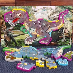 Puzzles 3D Puzzle en bois de dinosaure 3D pour enfants âgés, avantages pour l'éducation précoce, développement intellectuel et action cérébrale 240314