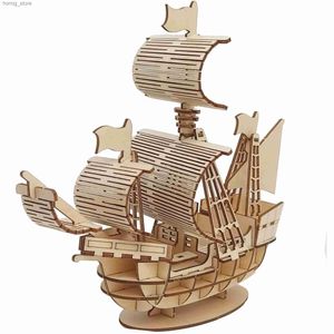 Puzzles 3D Puzzles 3D DIY Classic Boat Puzzles Toys Assemblage Blocs Blocs Wood Craft Kits For Kid Adults Handmade Jiagsaw Models Decor Ship Gift Y240415