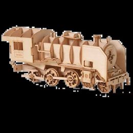 Puzzles 3D Puzzles 3D DIY LOCOMOTIVE TRAIN PUZZLES ASSEMBLES Assemblage Blocs Blocs Wood Craft Kits For Kid Adults Handmade Jagsaw Models décor Gift Y240415