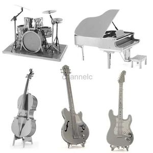 3D Puzzles 3D DIY Musical Instruments Metal Model Puzzel Bass Fiddle Electric Bass Guitar Grand Piano Assemble Jigsaw Puzzle Toys For Adult 240419