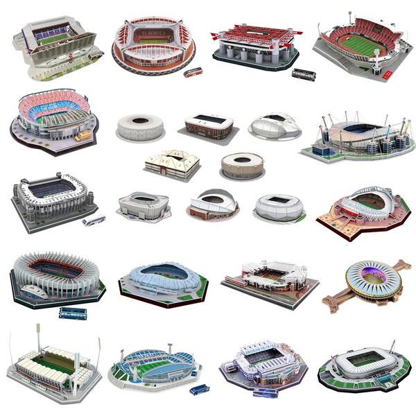 Rompecabezas 3D Rompecabezas 3D DIY 29 estilos Estadio de fútbol mundial Estadio de fútbol europeo Modelo de construcción ensamblado Juguetes educativos para niños 231212