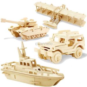 3D Puzzles 3D DIY Wood Puzzle Toy Military Series Tank Voertuigmodel Set Creatief Assembled onderwijs Puzzel Toys Gifts For Children Kids 240419
