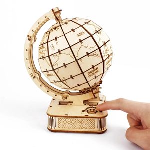 Puzzles 3D Globe 3D Puzzles en bois kits de jouets géographie assemblage bloc de construction pour enfants bricolage mécanisme de Construction modèles de terre à construire 231212