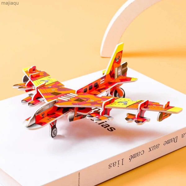 Rompecabezas 3D, rompecabezas de papel 3D para guardería, modelo de avión hecho a mano DIY, rompecabezas educativo para la primera infancia, juegos Montessori