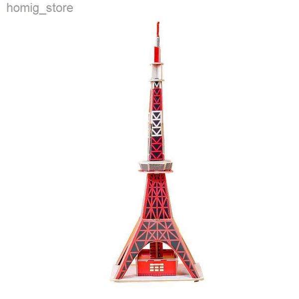 Puzzles 3D Puzzle 3d Famme World Architecture Paysage Eiffel Tower Model Paper Handmade Diy Children Puzzle Toys Educational Toys Y240415