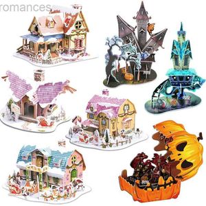 Puzzles 3D modèle de Puzzle cadeau d'halloween lampe citrouille maison de noël jouets de bricolage assemblés pour enfants 240314