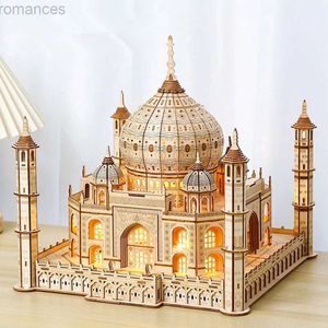 Puzzles 3D Puzzle 3D modèle de maison en bois château Royal Taj Mahal avec jouet d'assemblage léger pour enfants adultes bricolage modèles Kits décoration pour cadeaux 240314