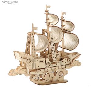 3d puzzels 3D zeilboot houten puzzels kits kindassembleren bouwstenen scheepsmodellen jigsaw voor volwassenen bureau diy handgemaakte cruisemakten y240415