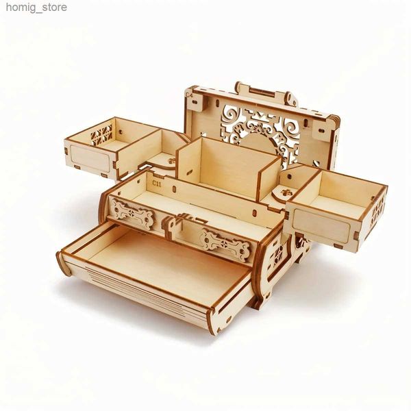 Puzzles 3D Puzzle 3D Cuzzle tridimensionnel Cadeau en bois Machinery Machinery Creative Treasure Box peut être ouvert de bijoux.Y240415