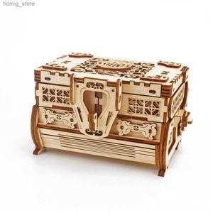 3D Puzzles 3D Wood Jewelry Box Puzzle for Child Adult Assembly Mechanical Necklace Ring Cosmetics Case om DIY handgemaakt model Toys Y240415 te bouwen