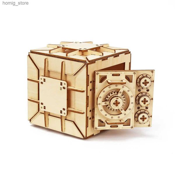 Puzzles 3D Code en bois 3D Bijoux de bijoux Puzzles mécaniques Assemblage du bâtiment Blocs de constructeur modèle Collier d'anneau Boîte de mot de passe en toute sécurité Y240415