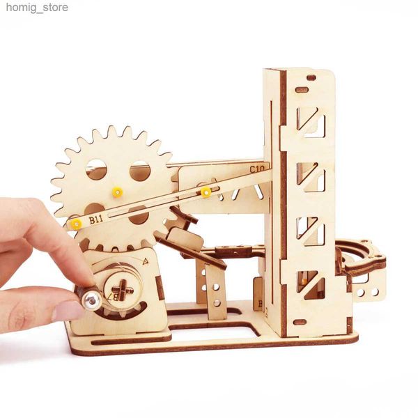 Puzzles 3D Puzzle 3D Bois Run Puzzle Toys Enfants en fer Ball Ball Mécanique Assemblage Modèle Construction pour construire DIY Montessori Jigsaw Y240415