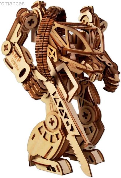 Puzzles 3D Puzzle en bois 3D robot à monter soi-même modèle d'armure mécanique Kit d'artisanat en bois kits découpés au laser ensemble d'engrenages d'ingénierie assemblage idéal noël 240314