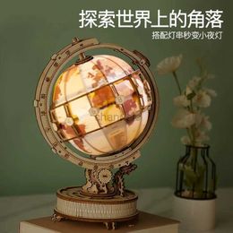 Puzzles 3D Puzzle en bois Globe lumineux en bois avec LED Light Constructeur en bois Modèle Toy Modèle de construction Kits Modèle Ornement Craft 240419