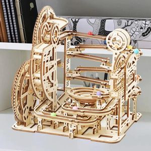 3D Puzzles 3d Wooden Puzzle Marble Runs Mechanical Self Assembly Toy STEAM Educational Toys Model Building Kits for Kids Adult Gift 231219