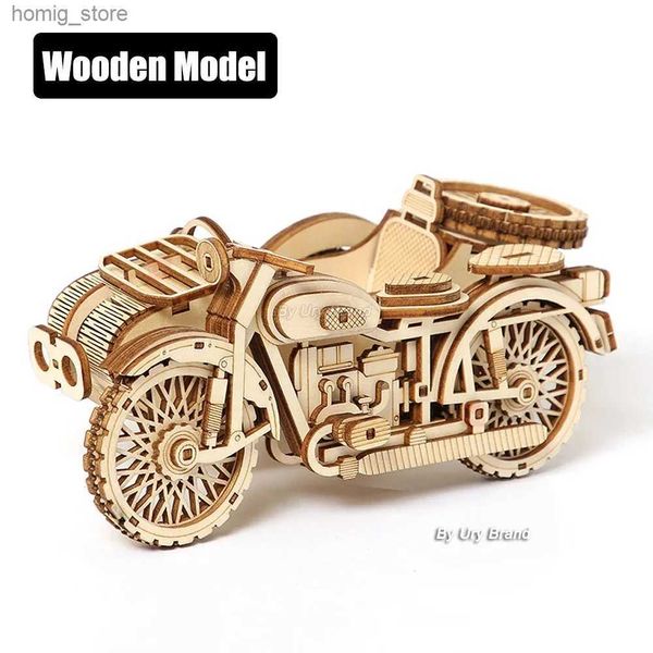 Puzzles 3D Puzzle en bois 3D Motorboat trois roues Motorcycle Jigsaw Child Montessori Modèles de bricolage éducatif Toys Gift For Adults Boys Y240415