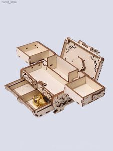 3d puzzels 3D houten puzzel Music Box Kit Antieke juweel doos Diy Decoratiemodel Verjaardag of kerstcadeaus Y240415